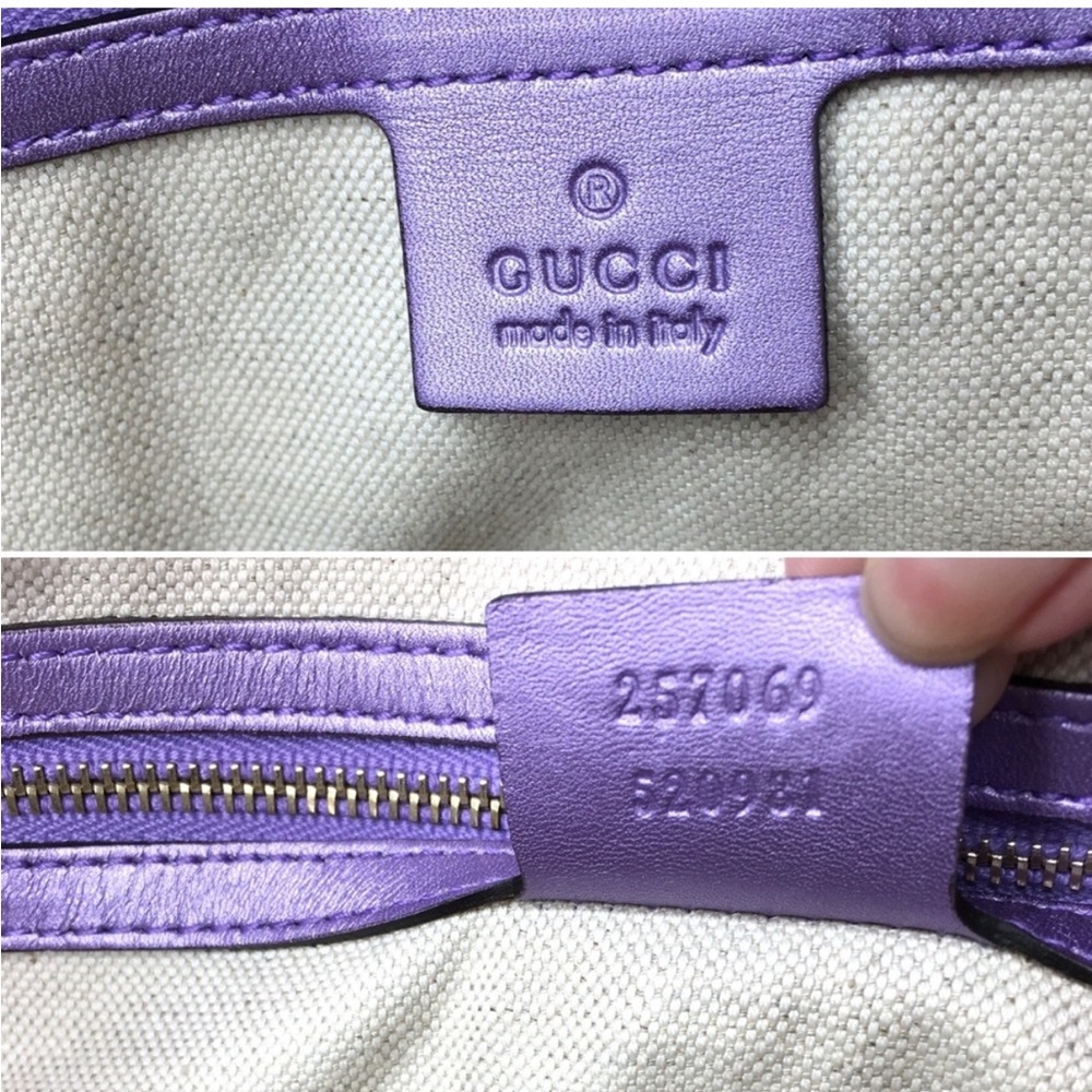 Authentic Gucci tote bag brown monogram canvas purple leather - Picture 11 of 16